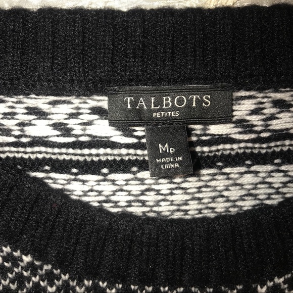 Talbots black and white patterned sweater - Picture 3 of 8